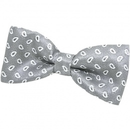 Boys Light Grey Patterned Dickie Bow Tie on Elastic